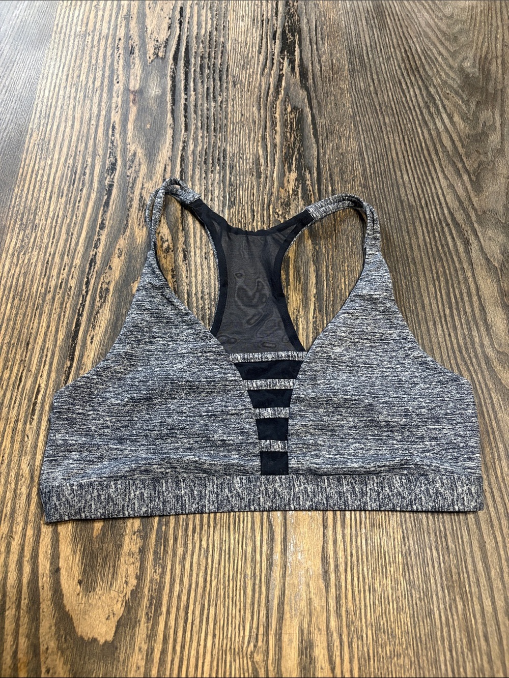 PINK Victoria's Secret Gray Heather Strappy Racerback Sports Bra